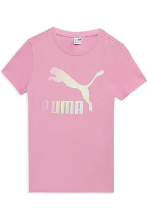 PUMA Girls CLASSICS Shiny Brand Logo Pure Cotton T-shirt