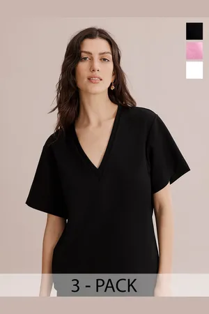 Color Capital Women 3 V-Neck Extended Sleeves Pockets T-shirt