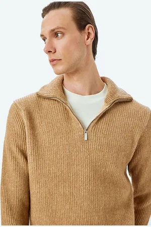 Koton Men Lapel Collar Striped Sweater