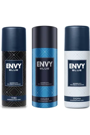 Envy Men Set of 3 Blue Long Lasting Deodorant Spray 165 ml each - Sigma + Exude + Vibe