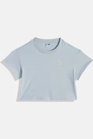 PUMA Girls Brand Logo Printed Better Classics Pure Cotton Relaxed Fit Cropped T-shirt