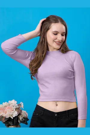 Friskers Women High Neck Cotton Fitted Crop Top