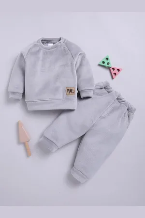 Moms Love Infant Boys Ribbed Velvet-Finish Pure Cotton Sweatshirt With Joggers