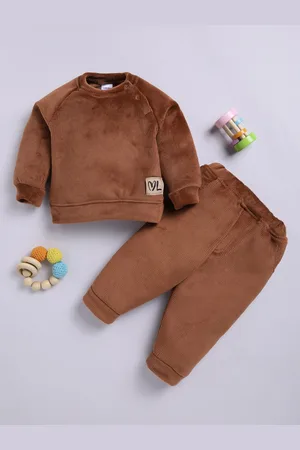 Moms Love Infant Boys Ribbed Velvet-Finish Pure Cotton Sweatshirt With Joggers