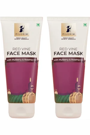 Pilgrim Set of 2 Anti Ageing Red Vine Face Pack & Mask for Glowing Skin, Tan Removal