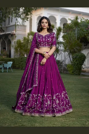 LOOKNBOOK ART Embroidered Ready to Wear Lehenga & Unstitched Blouse With Dupatta