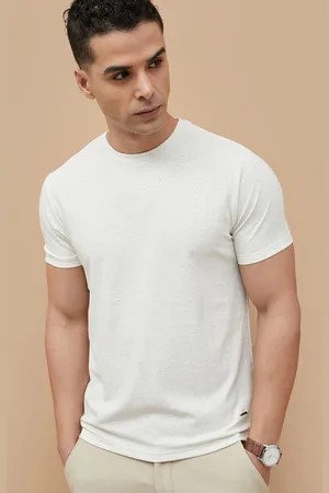 Lifestyle Men Self Design Round Neck Linen T-shirt