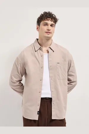 The Bear House Men Solid Spread Collar Relaxed Fit Shacket