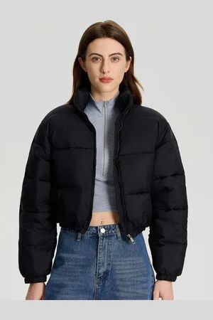 KOTTY Women Striped Crop Puffer Jacket