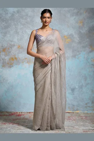 Dressfolk Tissue Chanderi Saree With Blouse Piece