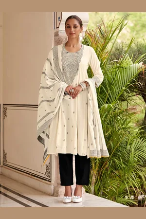 DRESOUL Women Pure Cotton Jacquard Anarkali Kurta with Pyjamas & Dupatta