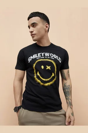 Smileyworld Men Graphic Printed Round Neck Cotton T-shirt