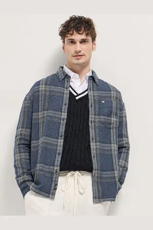 The Bear House Men Checked Cotton Relaxed Fit Casual Shacket