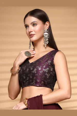 OOMPH Women Non Padded V - Neck Saree Blouse