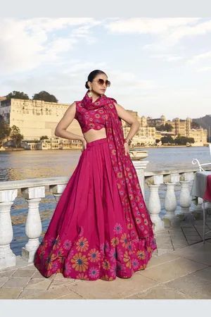 LOOKNBOOK ART Printed Ready to Wear Lehenga & Unstitched Blouse With Dupatta