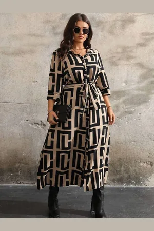 BAESD Women Print Shirt Midi Dress