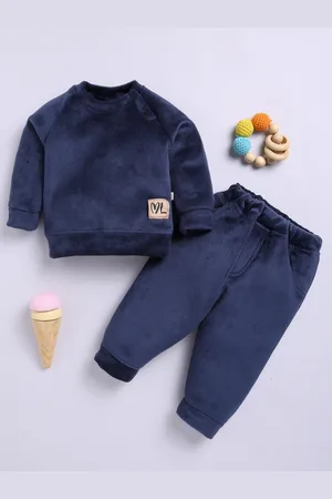Moms Love Infant Boys Ribbed Velvet-Finish Pure Cotton Sweatshirt With Joggers