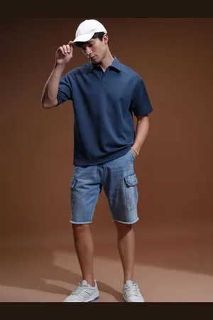Highlander Men Self Design Polo Collar Relaxed Fit T-shirt