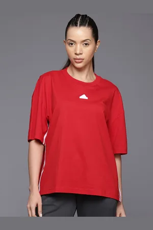 adidas Striped Detail Drop-Shoulder Sleeves Relaxed Fit Pure Cotton Express T-shirt