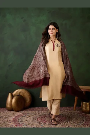 Sangria Ethnic Motifs Woven Design Winter Pashmina Stole