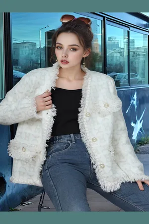 DressBerry Off White Self Design Long Sleeves Woolen Overcoat