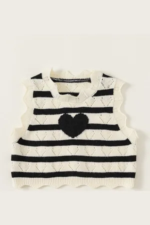 LULU & SKY Girls Striped Sweater Vest