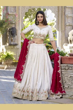 LOOKNBOOK ART Embroidered Ready to Wear Lehenga & Unstitched Blouse With Dupatta