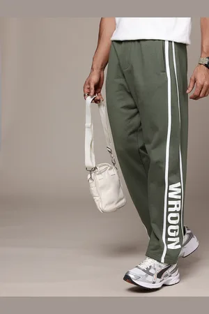 WROGN Men Regular Fit Striped Brand Logo Printed Track Pants