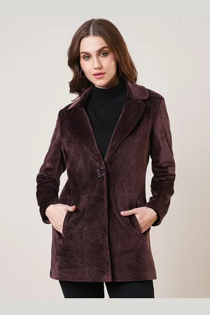 Globus Women Notched Lapel Faux Fur 2 Pockets Tailored Fit Winter Wear Overcoat