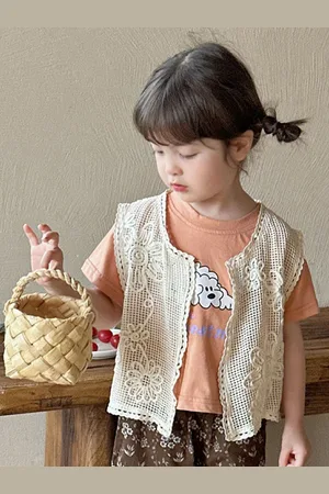 LULU & SKY Girls Knitted Front-open Vest