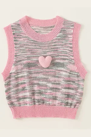LULU & SKY Girls Printed Sweater Vest with Embellished Detail