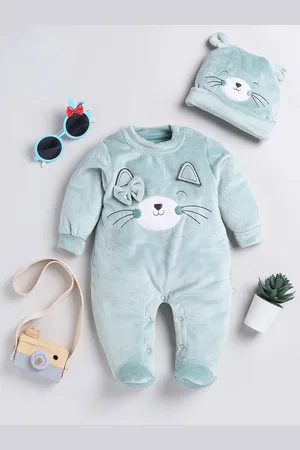 Moms Love Infant Girls Embroidered Sleepsuit With Cap