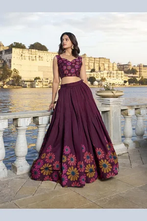 LOOKNBOOK ART Floral Printed Ready to Wear Lehenga & Unstitched Blouse With Dupatta