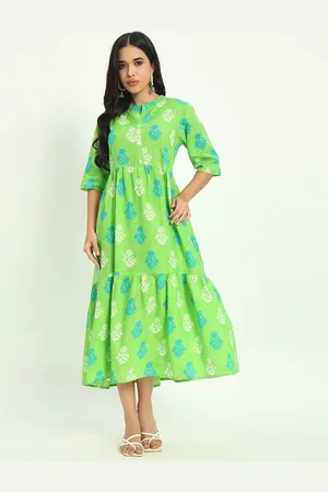 Kalini Women Cotton Floral Printed Empire Midi Dress