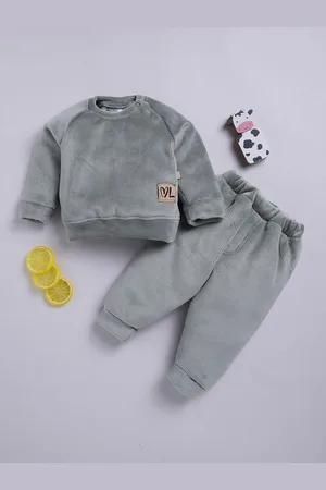 Moms Love Infant Boys Ribbed Velvet-Finish Pure Cotton Sweatshirt With Joggers
