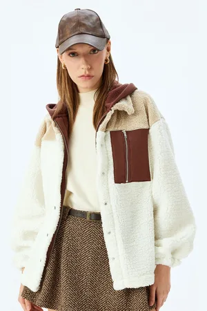 Koton Women Colourblocked Front-Open Hooded Sweatshirt