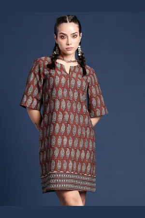 Taavi Paisley Print A-line Bagru Ethnic Dress