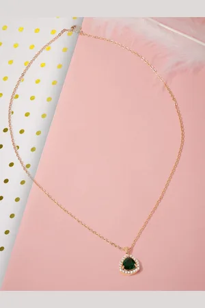 Ami Rose Gold-Plated Cubic Zirconia Studded Pendant With Chain