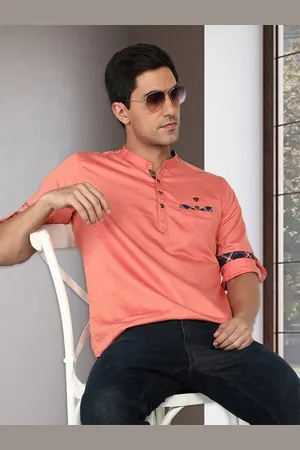 Kuons Avenue Mandarin Collar Cotton Straight Kurta