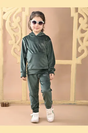 Superminis Girls Hooded Velvet Sweatshirt With Joggers