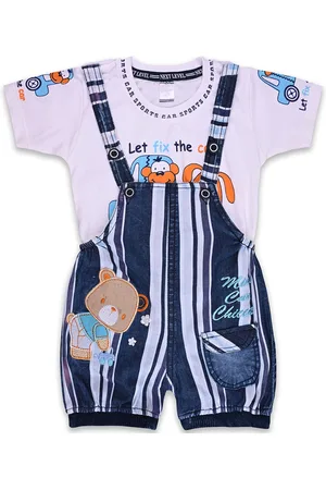 Wish Karo Boys Printed Cotton Dungaree With T-Shirt