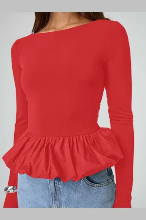 HERE&NOW Women Round Neck Peplum Top