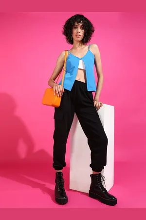 Popwings Women Tie-Ups Cut Out Crop Top