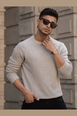 Powerlook Men Solid Round Neck Sweatshirt