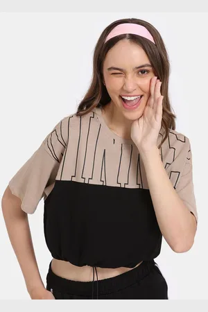Zivame Women Printed Extended Sleeves Cotton Blouson Crop Top