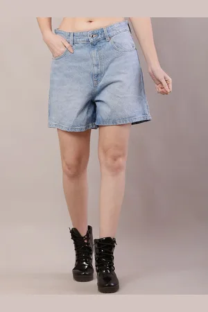 NoBarr Women Washed Denim Shorts