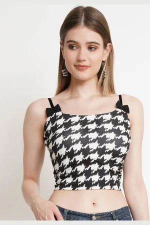 Popwings Women Self Design Crop Top