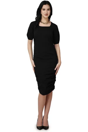Popwings Women Square Neck Bodycon Dress