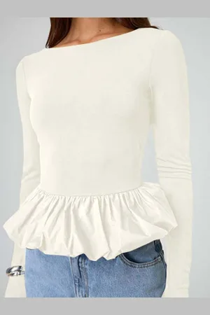HERE&NOW Women Round Neck Peplum Top