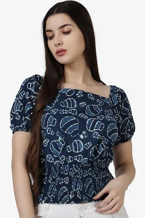 Popwings Women Print Puff Sleeve Ethnic Top